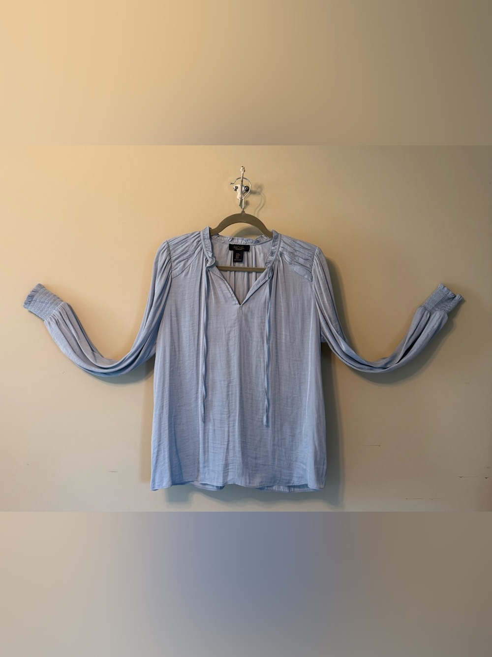 RACHEL Rachel Roy Light Blue Peasant Tie-Neck Blouse